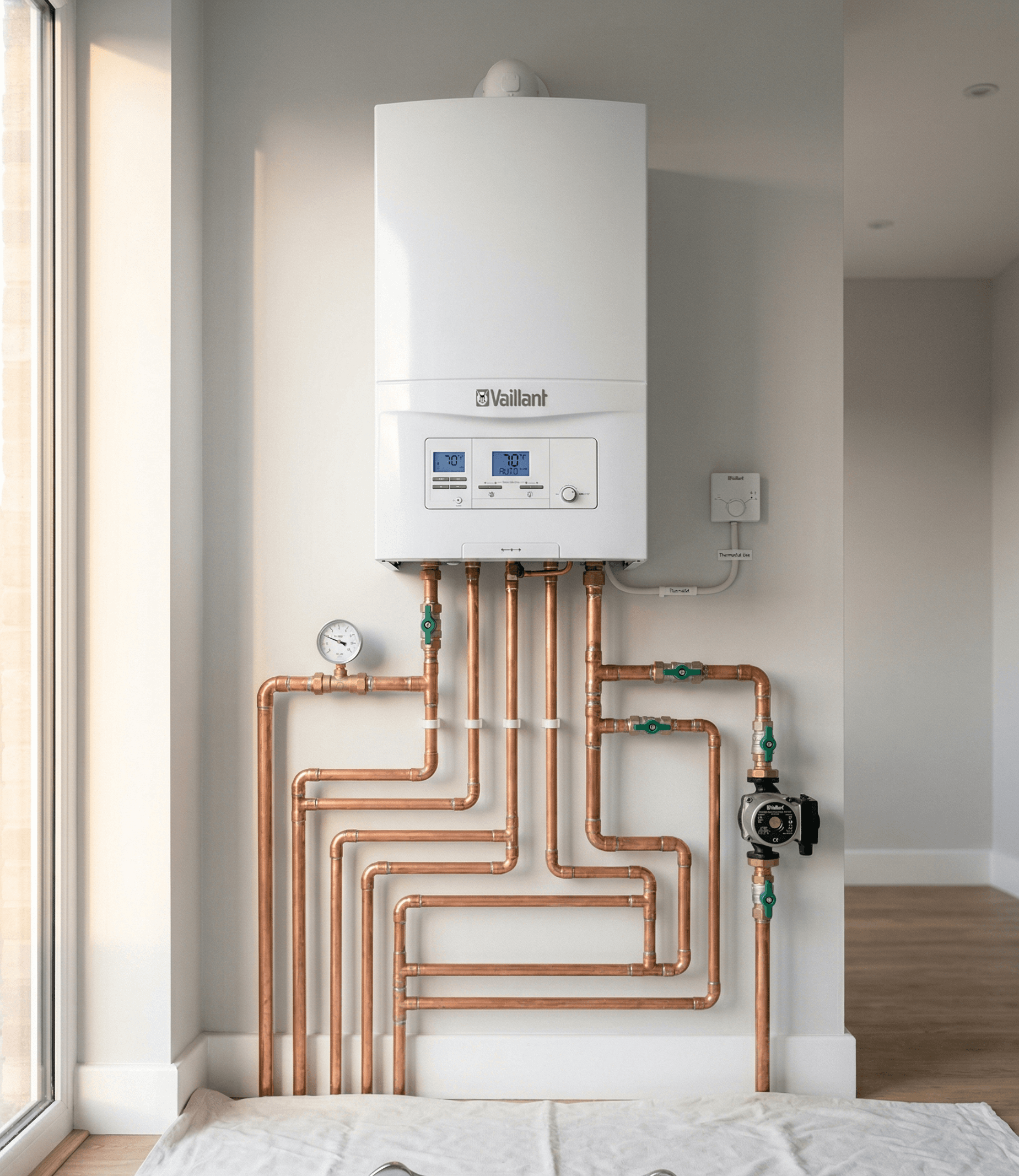 Gas Safe certified engineer installing a Worcester Bosch boiler in a Southall home